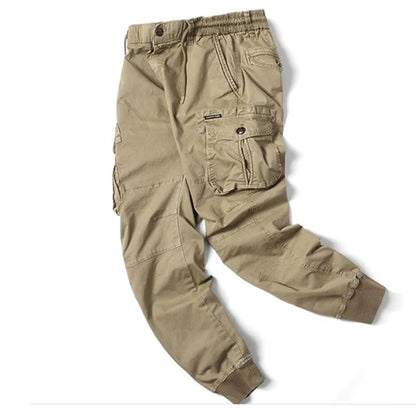 Heren Cargo Broek met Zakken Elastische Taille en Trekkoord