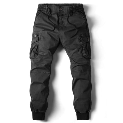 Heren Cargo Broek met Zakken Elastische Taille en Trekkoord