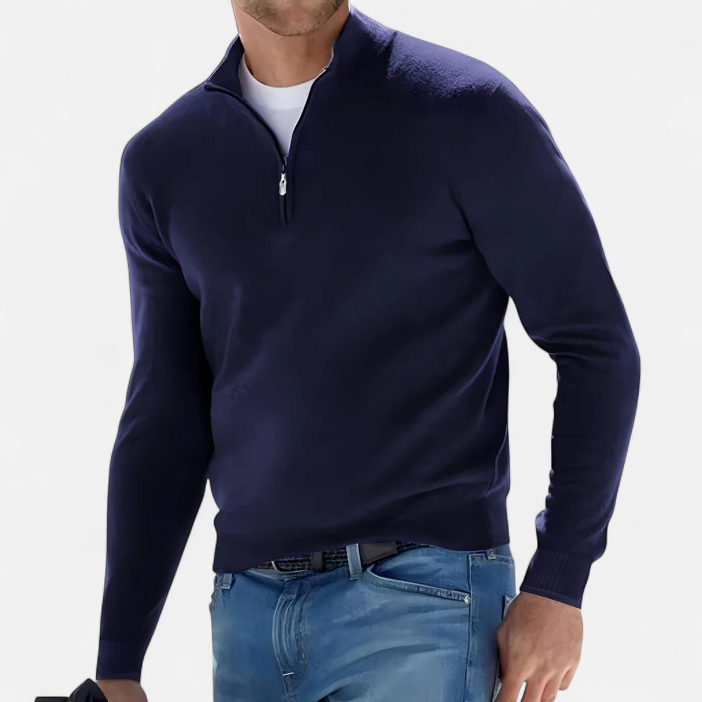 Gebreide Half Zip Trui voor Heren Zacht en Warm