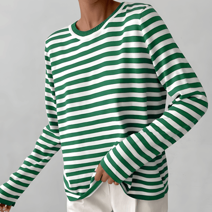 Selene – Gestreepte Dames Top met Ronde Hals en Relaxte Pasvorm