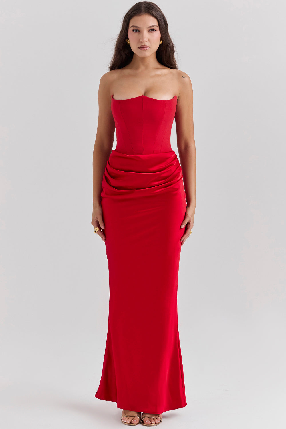 Kordula - Strapless Satijnen Korset Maxi Jurk Voor Vrouwen