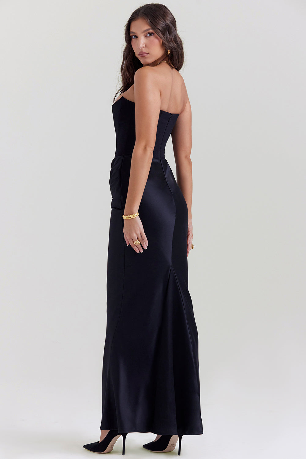 Kordula - Strapless Satijnen Korset Maxi Jurk Voor Vrouwen