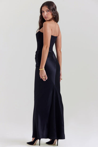 Kordula - Strapless Satijnen Korset Maxi Jurk Voor Vrouwen