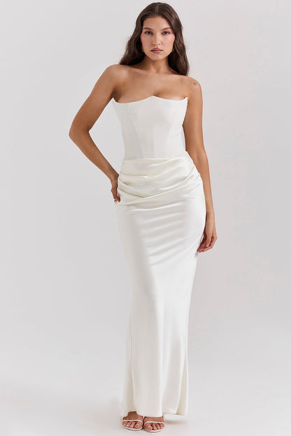 Kordula - Strapless Satijnen Korset Maxi Jurk Voor Vrouwen