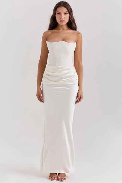 Kordula - Strapless Satijnen Korset Maxi Jurk Voor Vrouwen