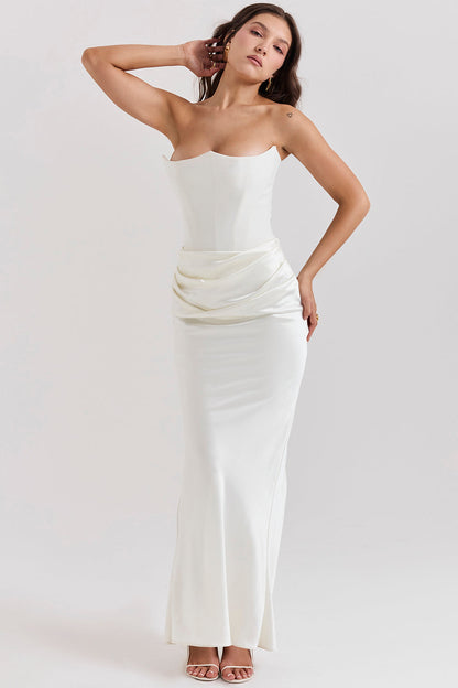Kordula - Strapless Satijnen Korset Maxi Jurk Voor Vrouwen