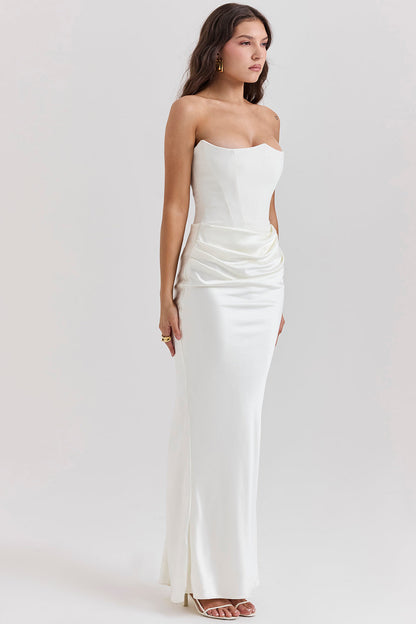 Kordula - Strapless Satijnen Korset Maxi Jurk Voor Vrouwen