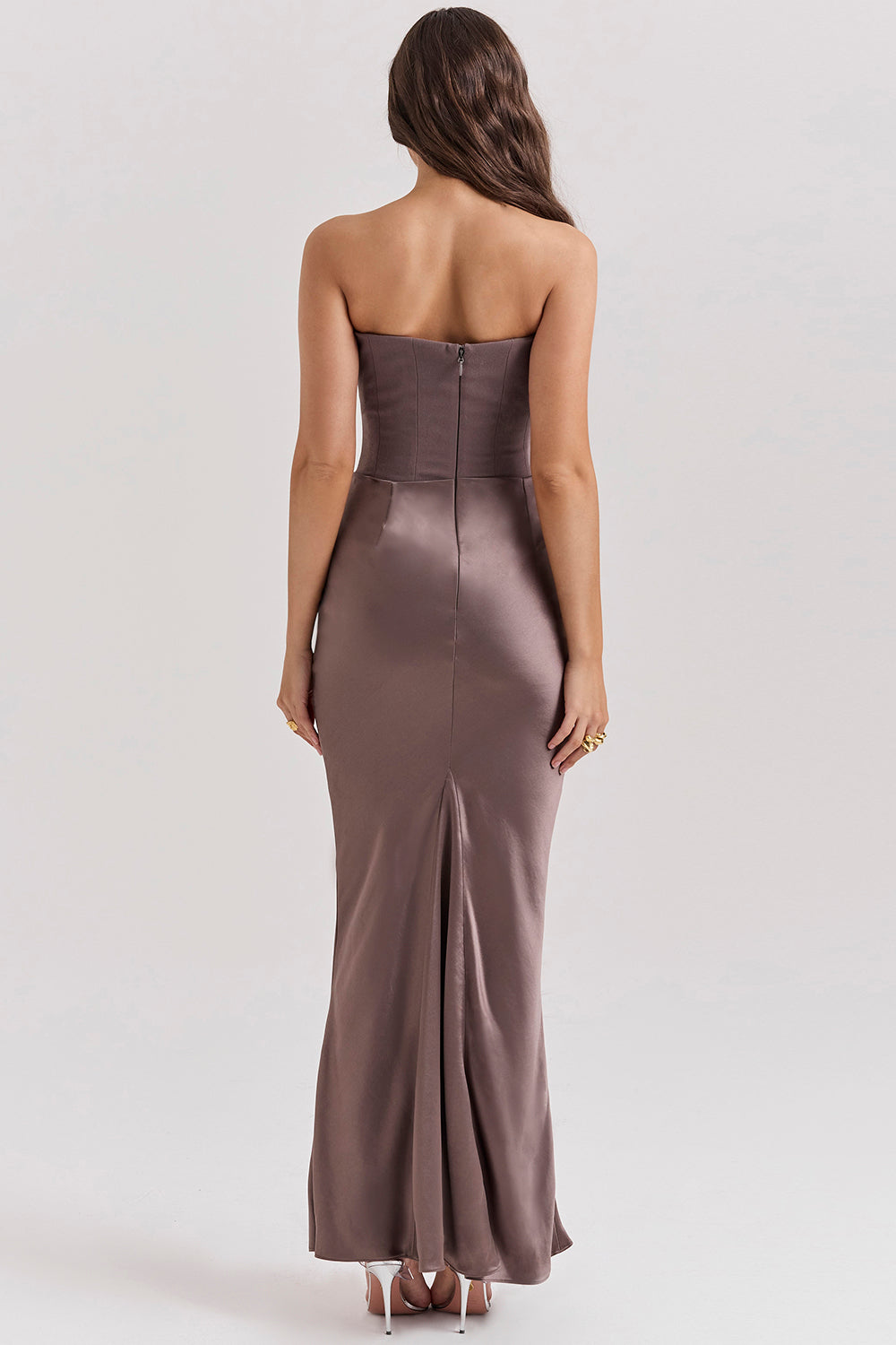 Kordula - Strapless Satijnen Korset Maxi Jurk Voor Vrouwen