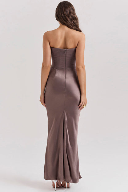 Kordula - Strapless Satijnen Korset Maxi Jurk Voor Vrouwen