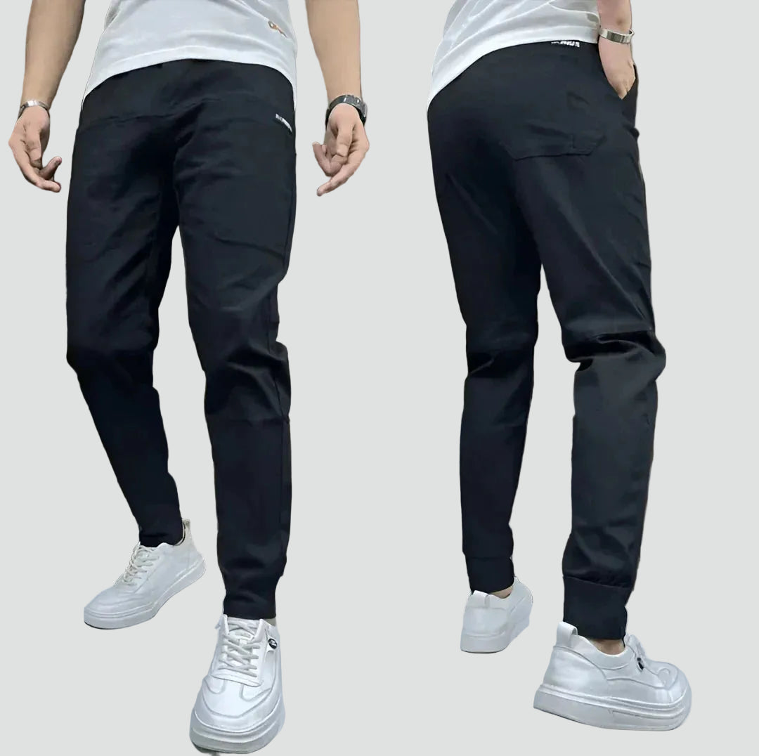 Joggingbroek Heren Tapered Fit Elastische Taille En Boorden