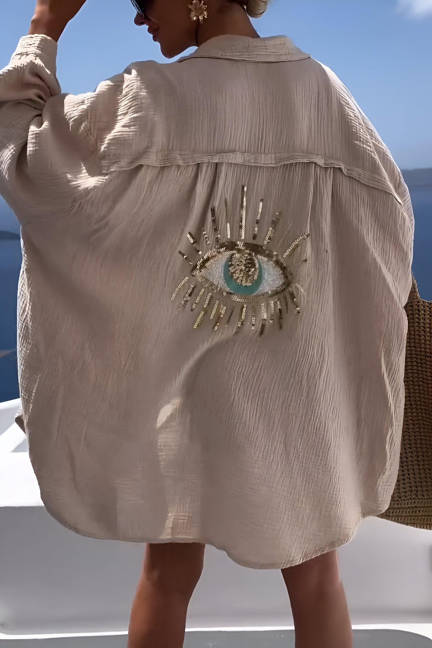 Miley - Luchtig Overhemd met Relaxte Pasvorm in Licht Beige voor Dames