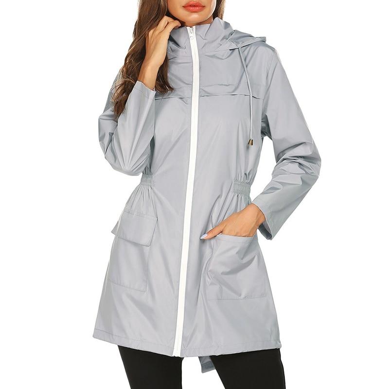 Winddichte Regenjas met Capuchon en Ritszakken voor Dames