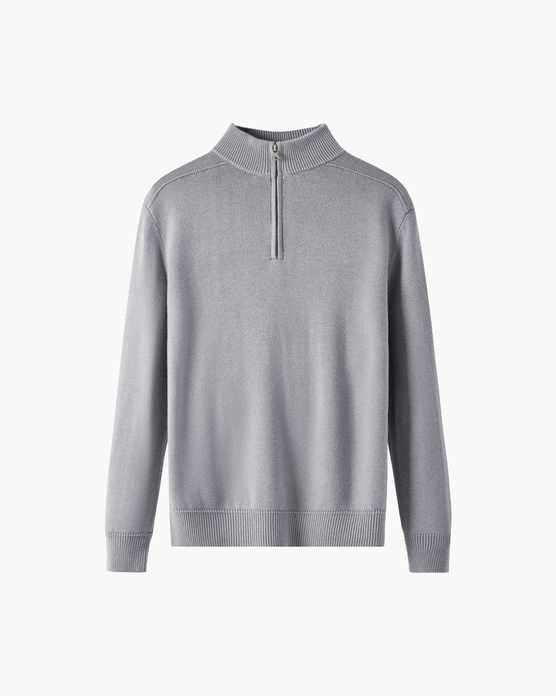 Tijdloze 3 Delige Set met Ronde Zonnebril Suède Loafers en Half Zip Trui Lichtgewicht