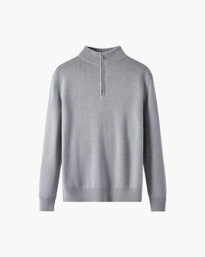 Tijdloze 3 Delige Set met Ronde Zonnebril Suède Loafers en Half Zip Trui Lichtgewicht