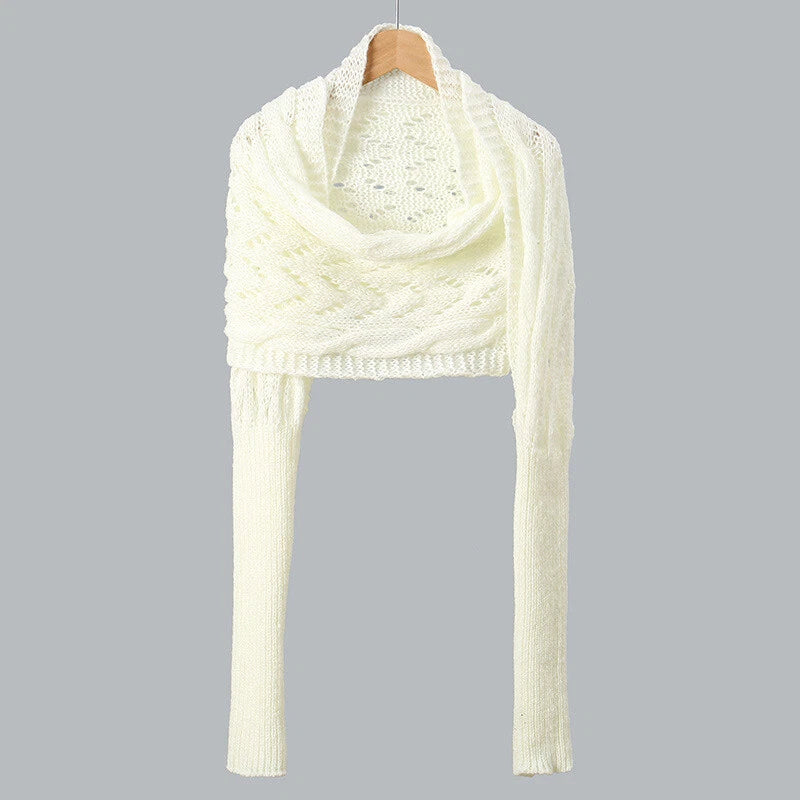 Comfortabele Gebreide Cape Sjaal Met Mouwen Voor Dames