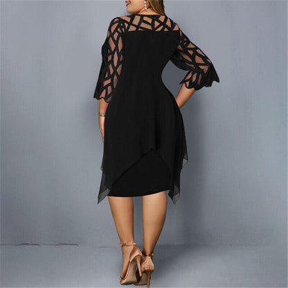 Malia - Elegante Midi-jurk met transparante mouwen voor dames