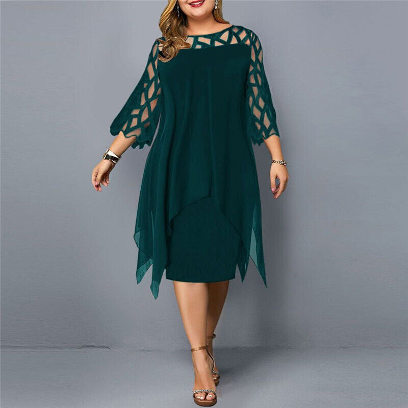 Malia - Elegante Midi-jurk met transparante mouwen voor dames