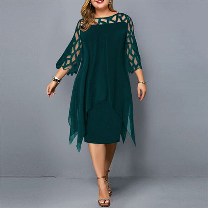 Malia - Elegante Midi-jurk met transparante mouwen voor dames