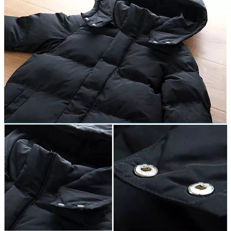 Lange Pufferjas met Zijsplit & Capuchon – Dames Winterjas