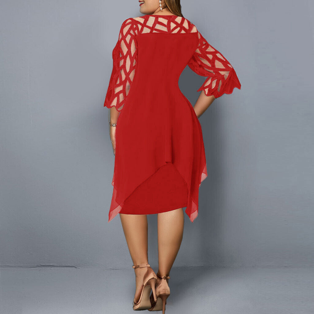 Malia - Elegante Midi-jurk met transparante mouwen voor dames