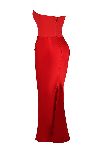 Kordula - Strapless Satijnen Korset Maxi Jurk Voor Vrouwen