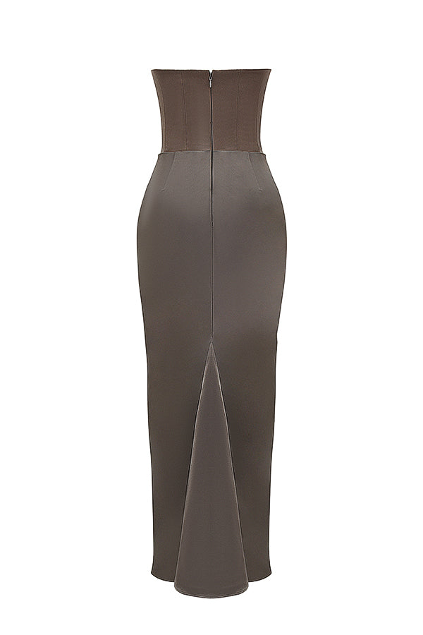 Kordula - Strapless Satijnen Korset Maxi Jurk Voor Vrouwen