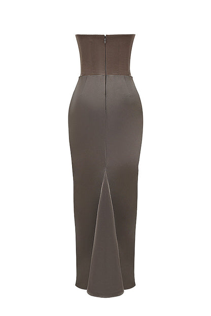 Kordula - Strapless Satijnen Korset Maxi Jurk Voor Vrouwen