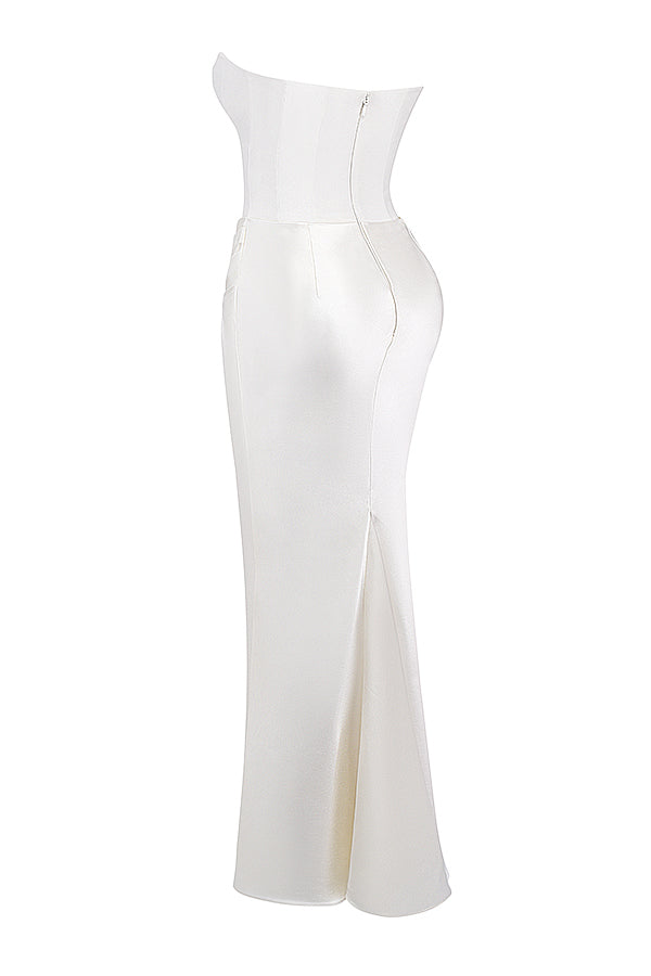 Kordula - Strapless Satijnen Korset Maxi Jurk Voor Vrouwen