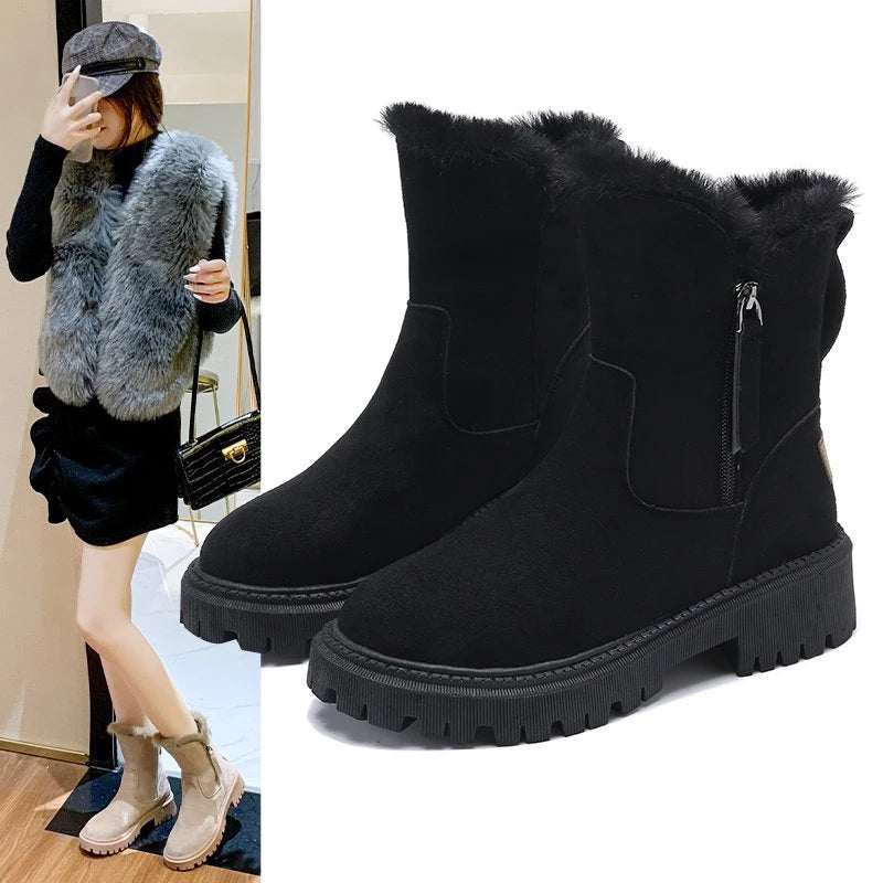 Robuuste Dames Plateau Winterlaarzen met Anti-Slipzool