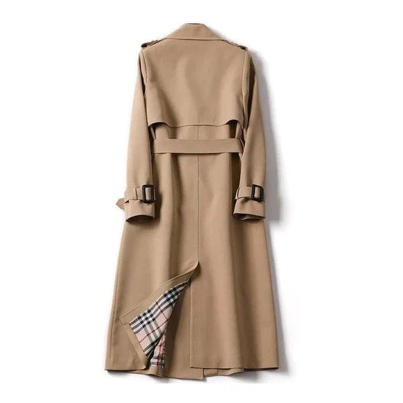 Lange Dames Trenchcoat met Dubbele Knoopsluiting