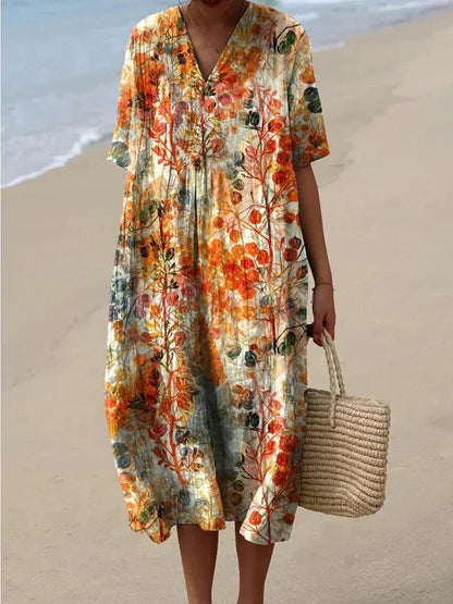 Gianna - Zomerjurk met Bloemenprint en V-Hals