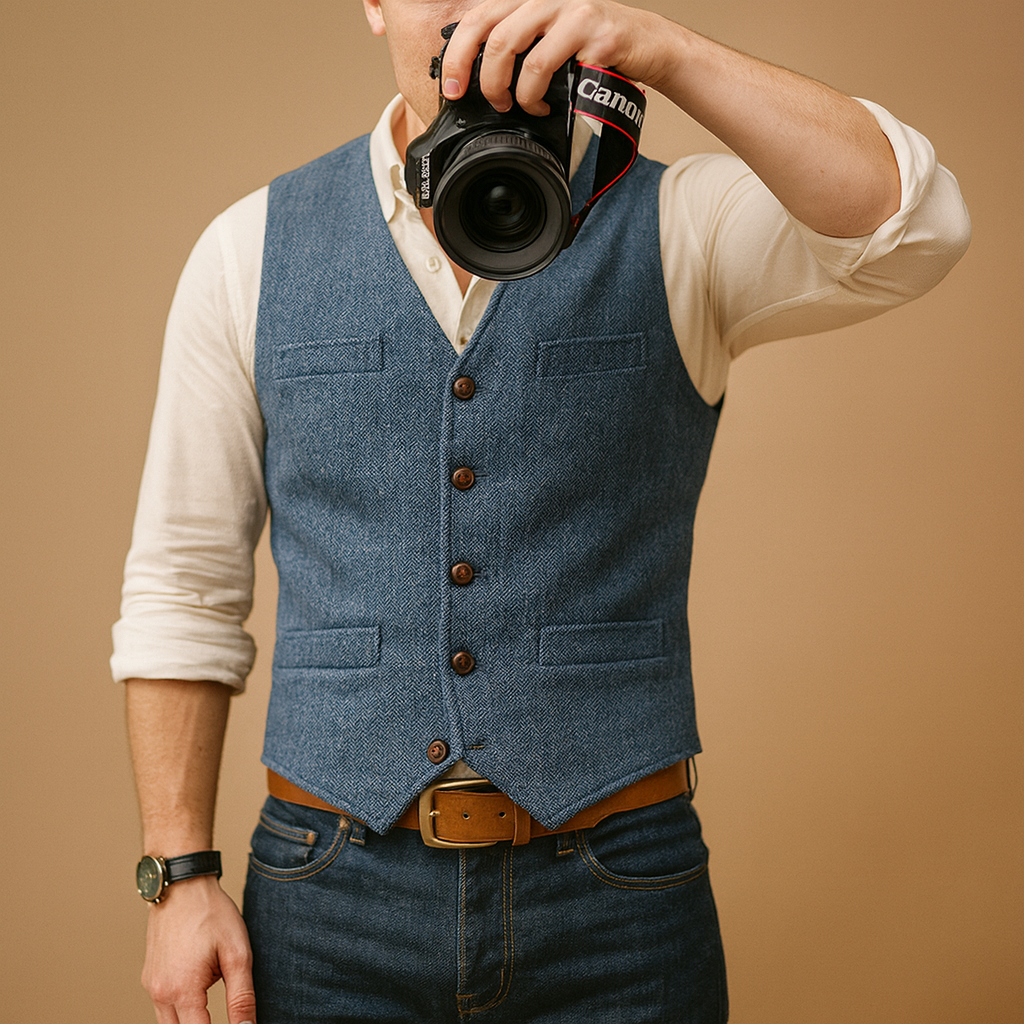 Elegant Heren Gilet Slim Fit met Knopen en Zakken