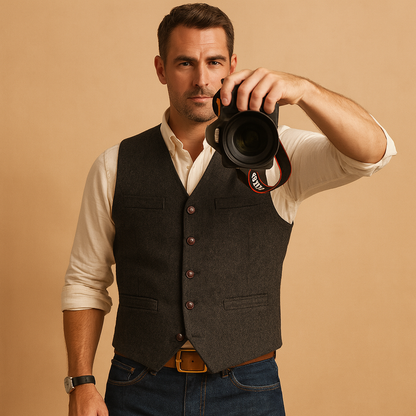 Elegant Heren Gilet Slim Fit met Knopen en Zakken