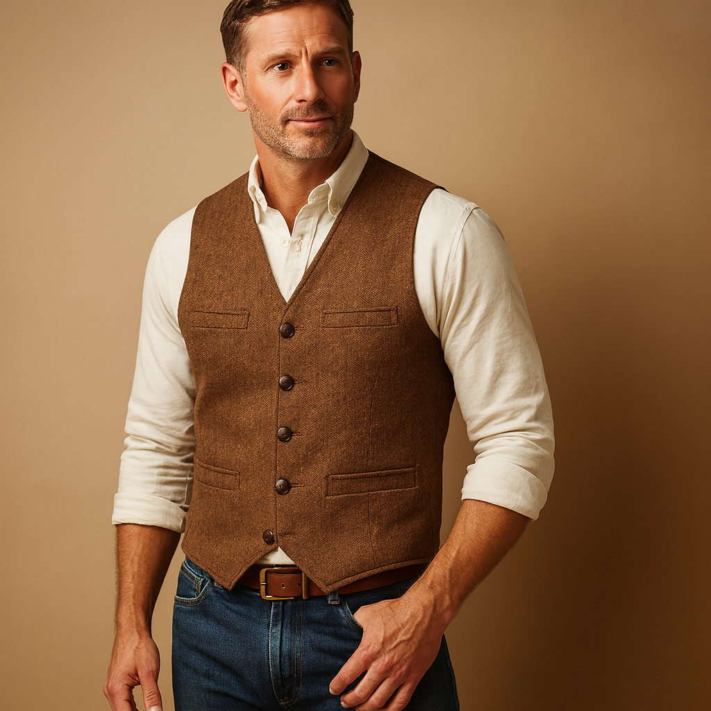 Elegant Heren Gilet Slim Fit met Knopen en Zakken