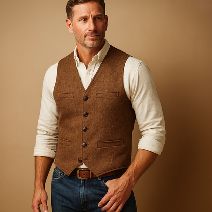 Elegant Heren Gilet Slim Fit met Knopen en Zakken