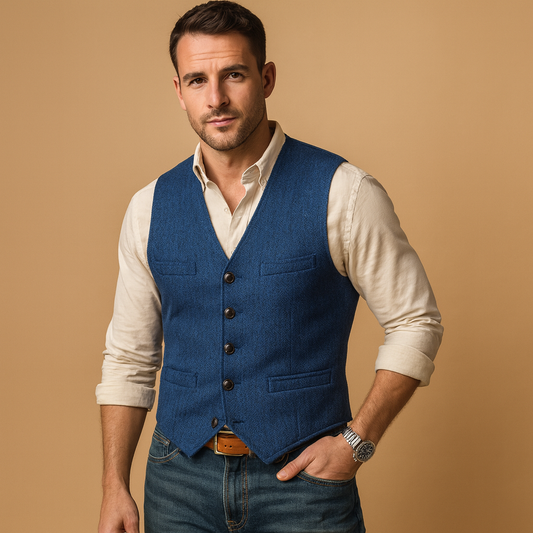 Elegant Heren Gilet Slim Fit met Knopen en Zakken