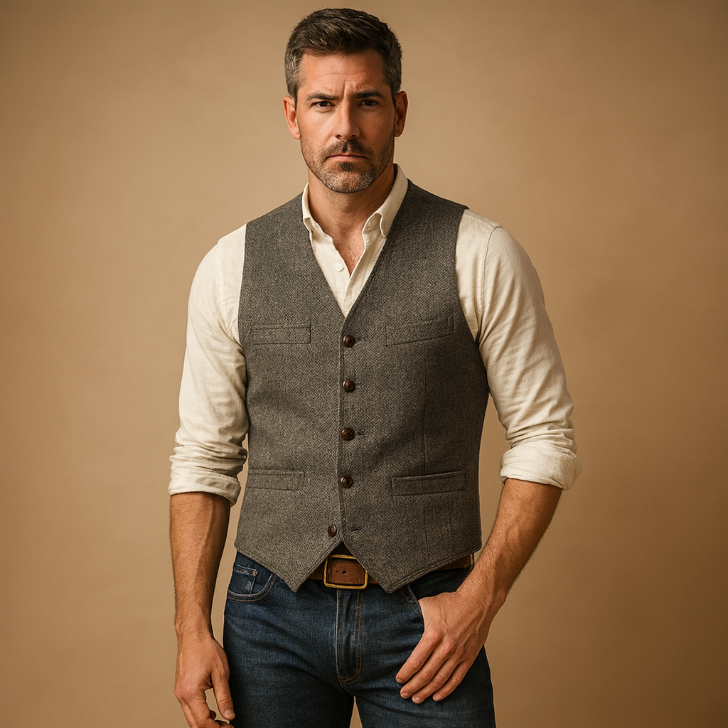 Elegant Heren Gilet Slim Fit met Knopen en Zakken