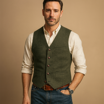 Elegant Heren Gilet Slim Fit met Knopen en Zakken