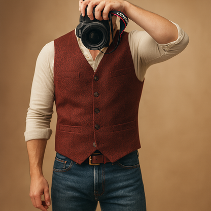 Elegant Heren Gilet Slim Fit met Knopen en Zakken