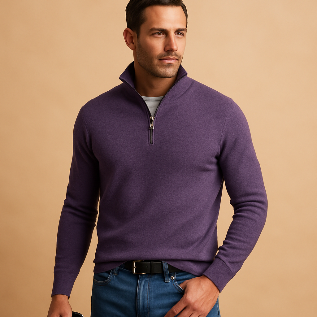 Winter Gebreide Half Zip Trui met Col Warm voor Heren