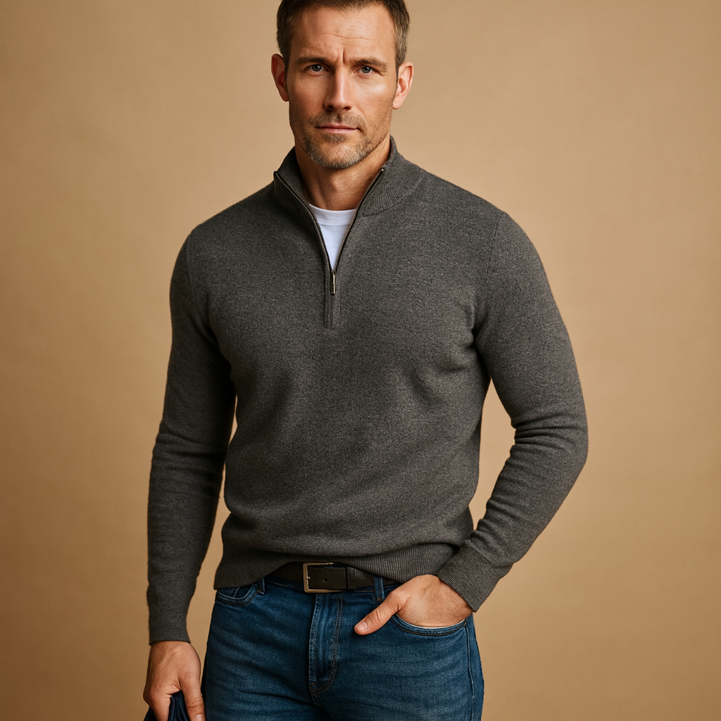 Winter Gebreide Half Zip Trui met Col Warm voor Heren