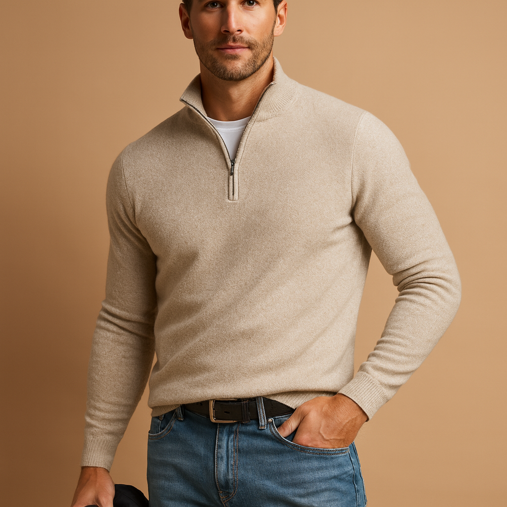 Winter Gebreide Half Zip Trui met Col Warm voor Heren