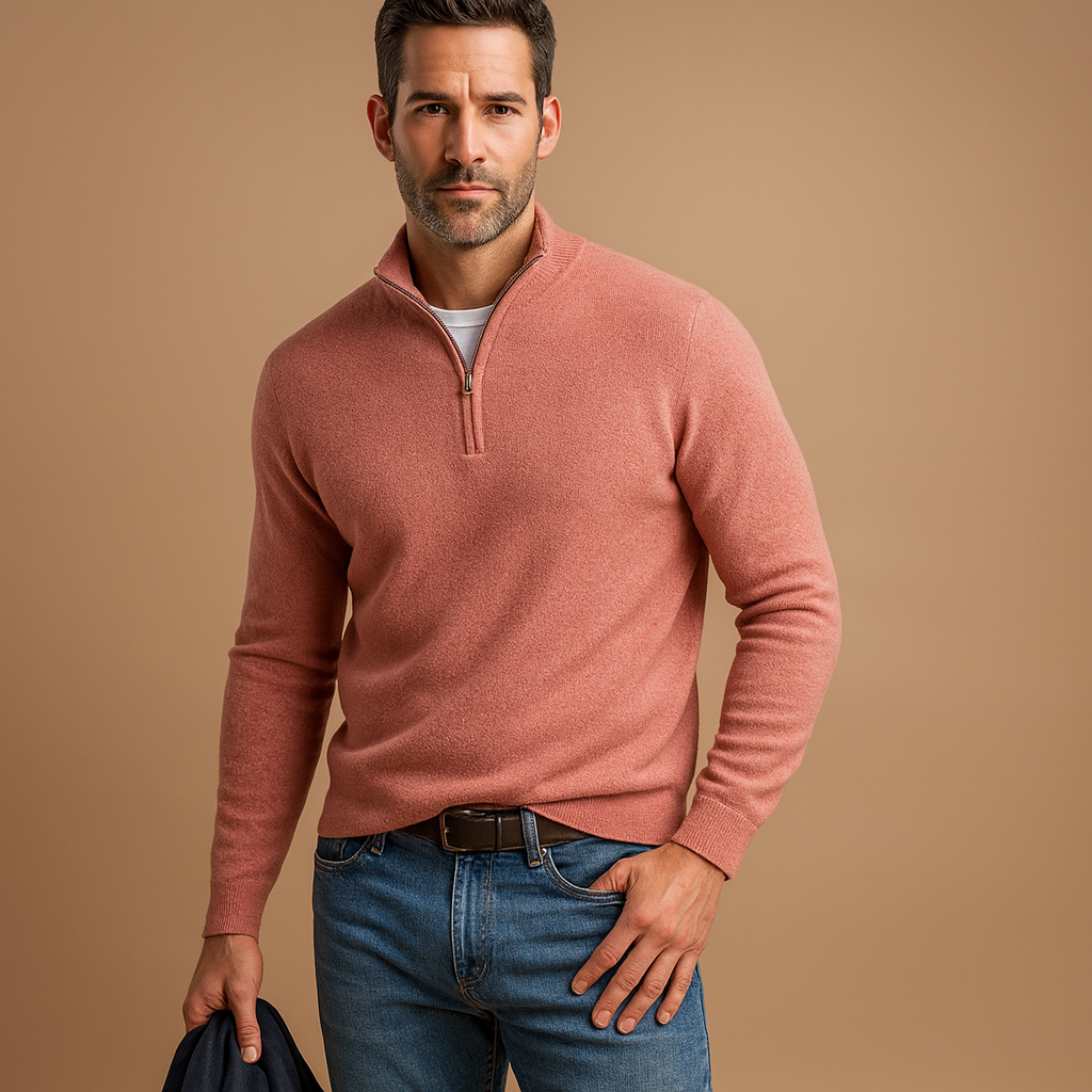 Winter Gebreide Half Zip Trui met Col Warm voor Heren