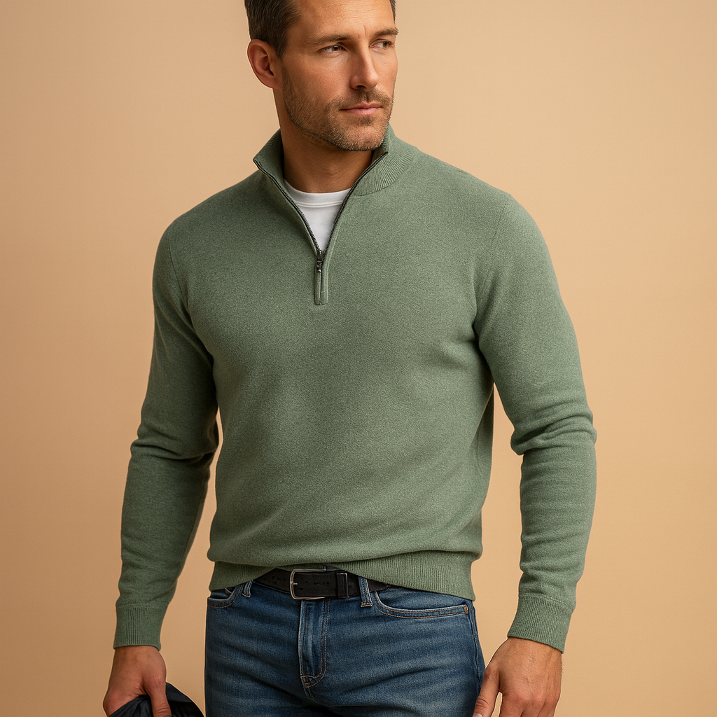 Winter Gebreide Half Zip Trui met Col Warm voor Heren