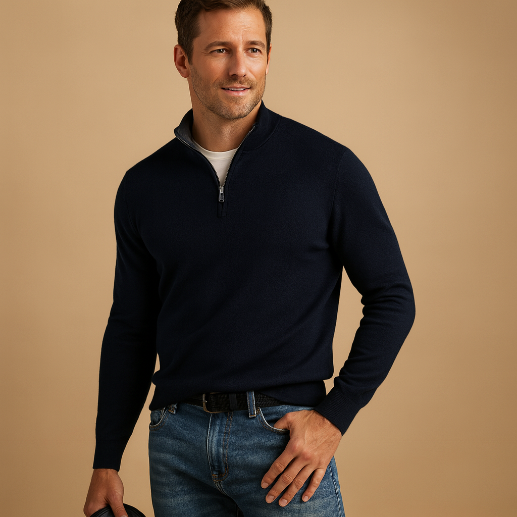 Winter Gebreide Half Zip Trui met Col Warm voor Heren