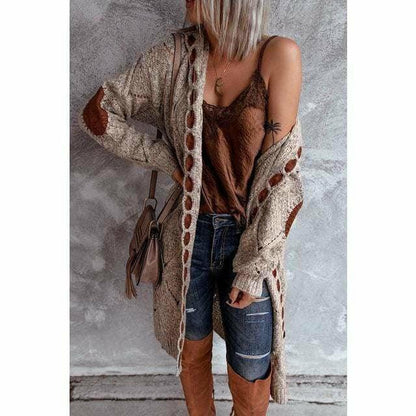 Nikoleta - Boho gebreid lang vest met capuchon voor dames