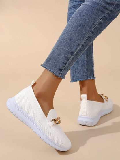 Lotte - Gebreide Slip-On Sneakers met Goudkleurige Ketting