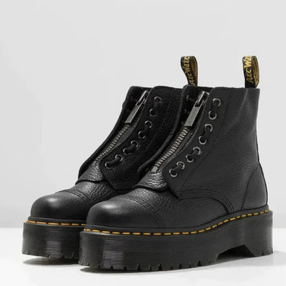 Zwarte Dames Combat Boots Met Chunky Zool en Ritssluiting