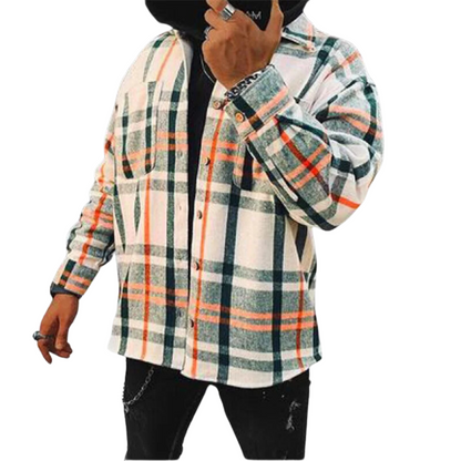 Fleece Shirt Jas voor Heren Warm Geruit met Knoopsluiting