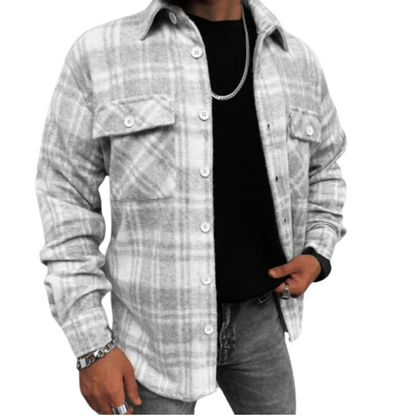 Fleece Shirt Jas voor Heren Warm Geruit met Knoopsluiting
